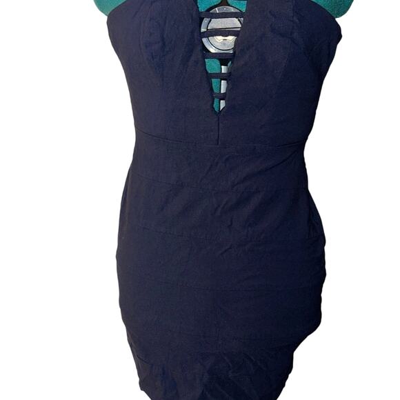 Strapless Navy Blue Bodycon Bandage Dress Size 5 - Picture 4 of 8